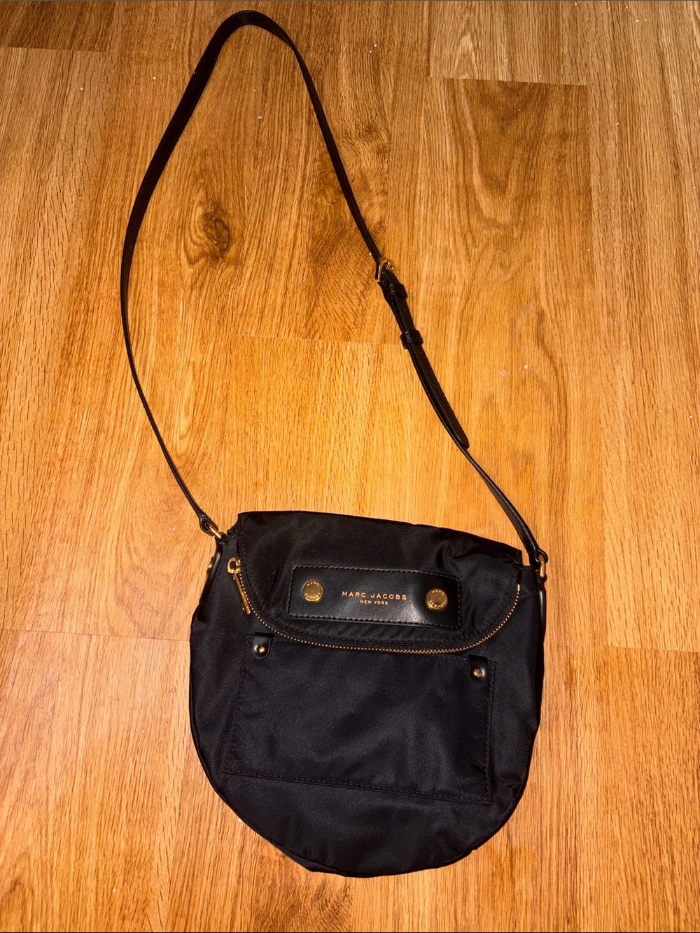 Marc Jacobs Black Nylon Crossbody with Gold Hardware